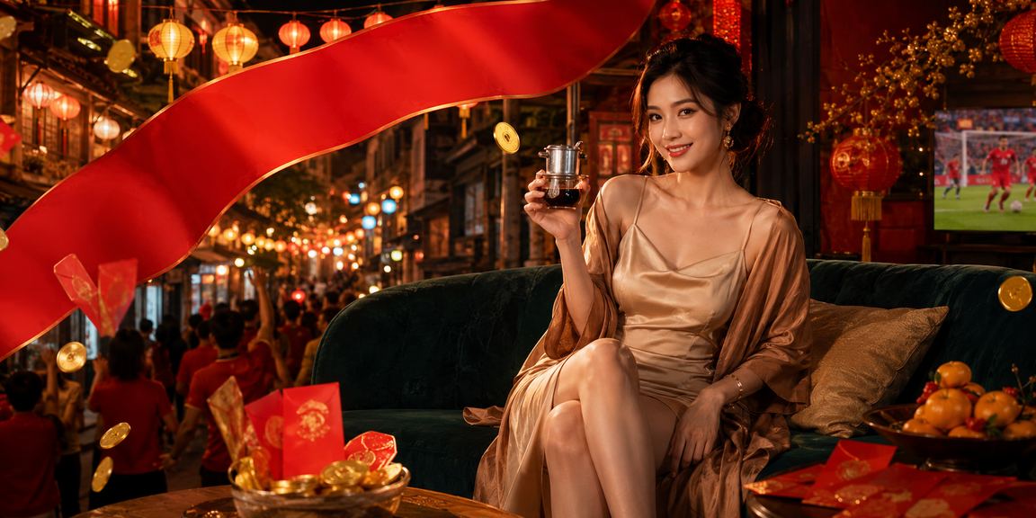 Quang cảnh phòng cược với đèn neon đỏ và tách cà phê tại Hà Nội